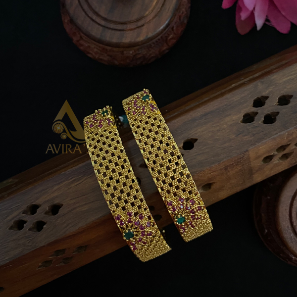 Antique ruby floral bangle