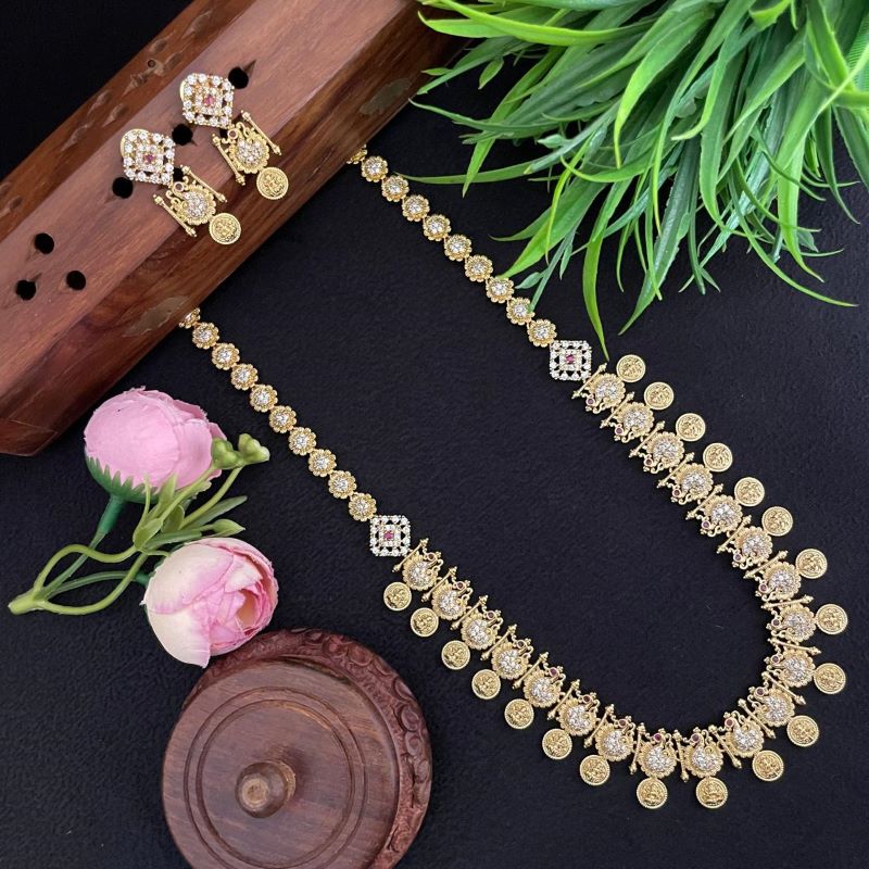 REAL GOLD INSPIRED LAKSHMI KASU NECKLACE