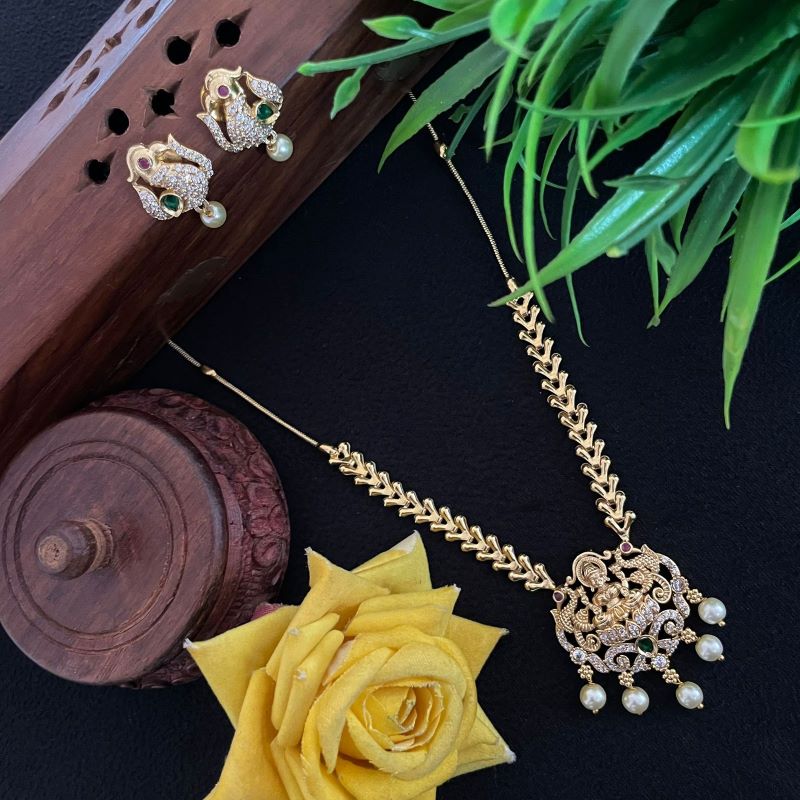 REAL GOLD INSPIRED LAKSHMI PENDANT WITH