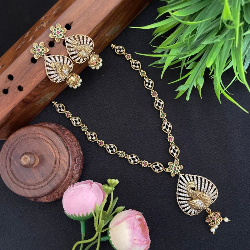 REAL GOLD AD STONE WITH GEMSTONE NECKALCE