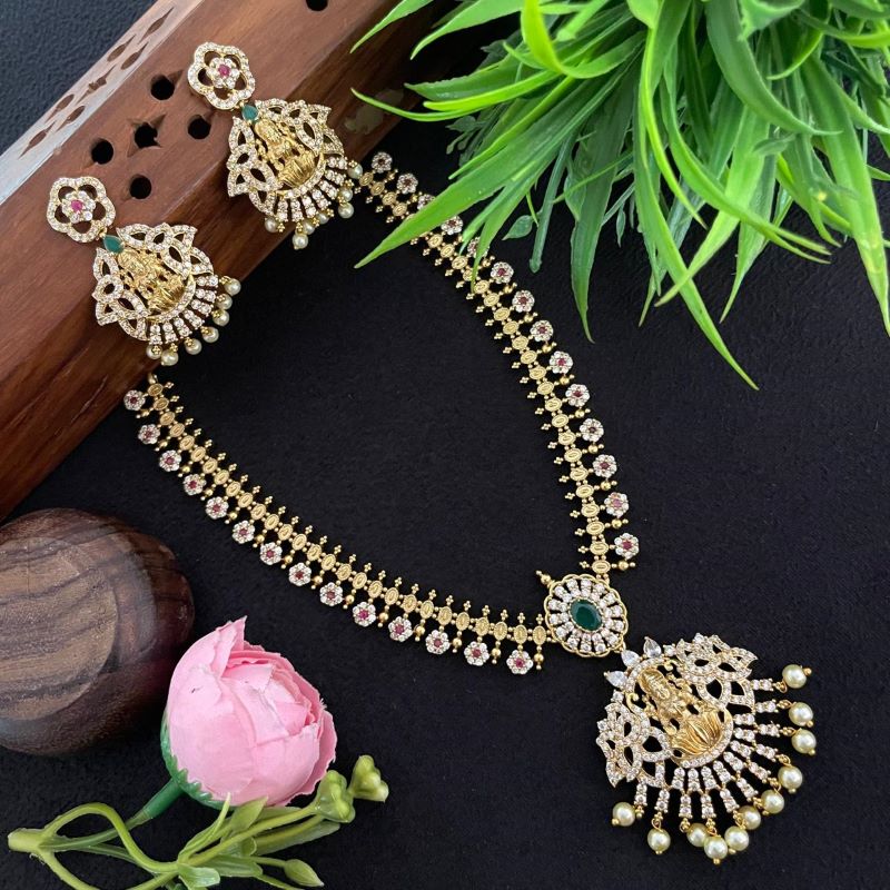 REAL GOLD INSPIRED LAKSHMI PENDANT WITH KURINJI NE